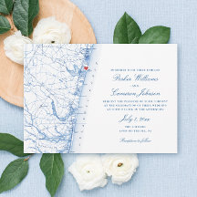 Mapa de Avon-by-the-Sea NJ Boda Azul Marino Elegan