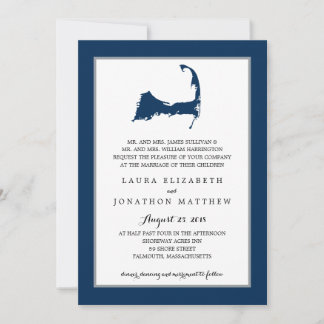 Invitación Mapa de bacalao de la Marina Azul del Cabo | BODA