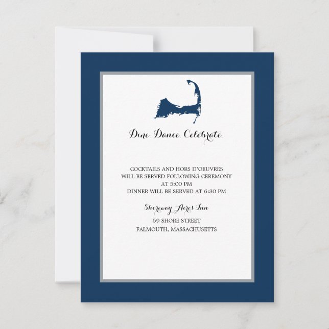 Invitación Mapa de bacalao de la Marina Azul del Cabo | Recep (Anverso)