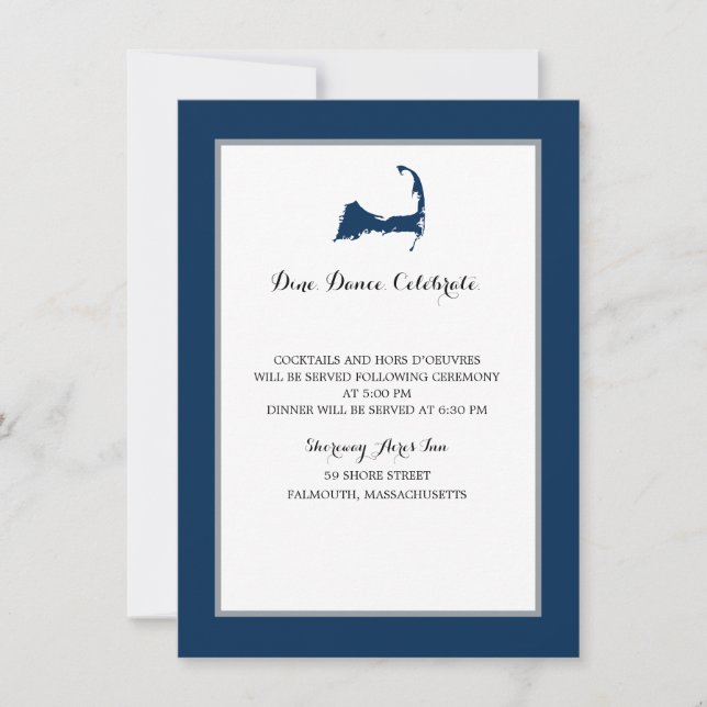 Invitación Mapa de bacalao de la Marina Azul del Cabo | Recep (Anverso)