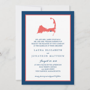 Invitación Mapa de bacalao y franjas de Dennisport   BODA