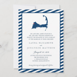 Invitación Mapa de Bourne Cape Cod BODA
