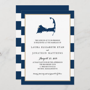 Invitación Mapa de Bourne Cape Cod con corazón BODA