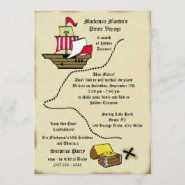 Invitación Mapa de boyas de cumpleaños piratas