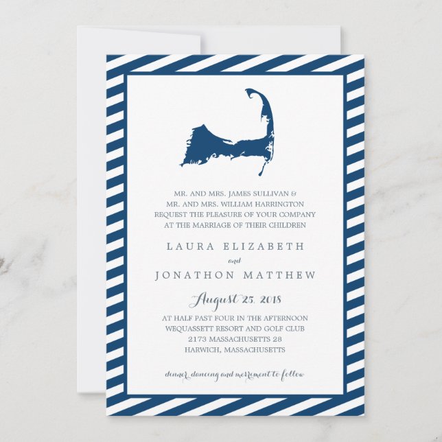 Invitación Mapa de Cape Cod | BODA (Anverso)