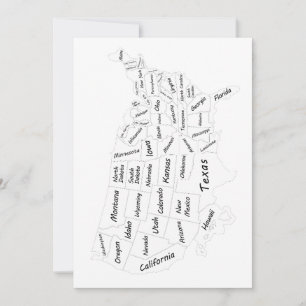Invitación Mapa de EE. UU. en blanco y negro