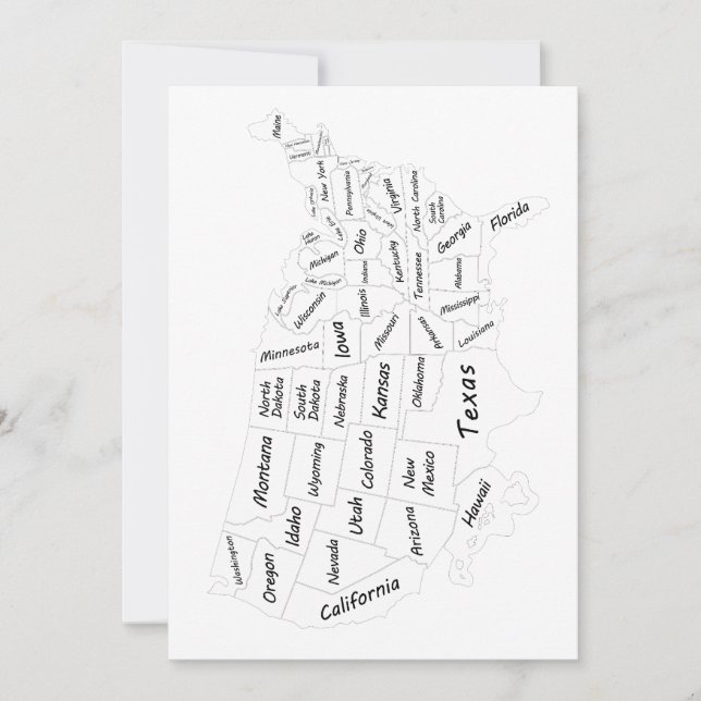 Invitación Mapa de EE. UU. en blanco y negro (Anverso)
