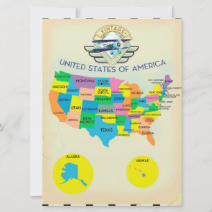 Invitación Mapa de estilo vintage de Estados Unidos