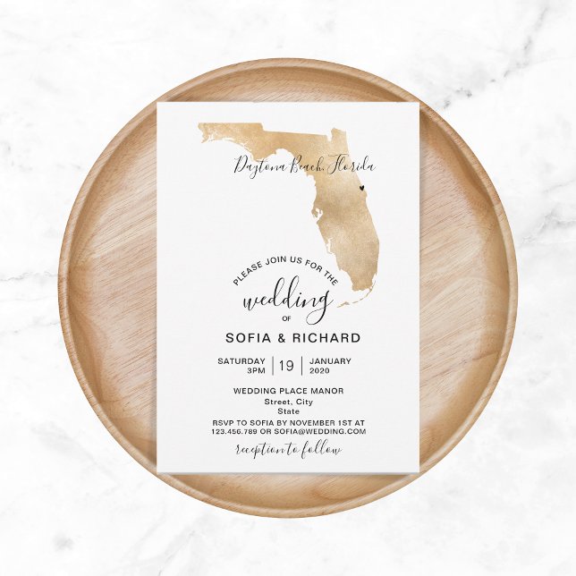 Invitación Mapa de Florida de destino de boda Corazón extraíb (Subido por el creador)