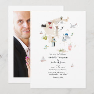 Invitación Mapa de Grecia Boda de Destino Foto