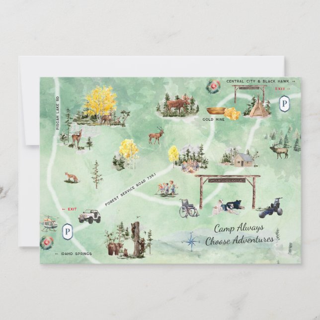 Invitación Mapa de inserción de aventuras de Camp Always Choo (Anverso)