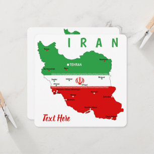 Invitación Mapa de Irán con bandera y emblema