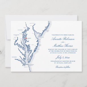 Invitación Mapa de la Bahía de Chesapeake Boda en St. Michael