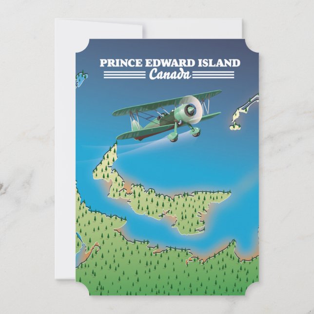 Invitación Mapa de la Isla del Príncipe Eduardo, Canadá. (Reverso)