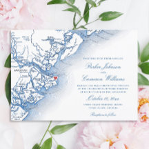 Mapa de la Isla Tybee Boda Azul Marino