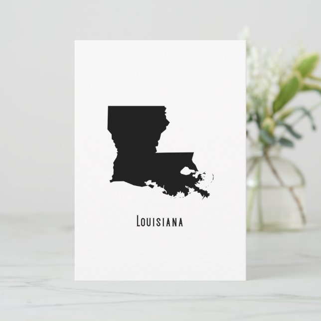 Invitación Mapa de Luisiana - Louisiana moderna en blanco y n (Anverso de pie)