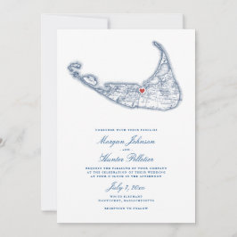Invitación Mapa de MAMÁES de Nantucket Navy Boda azul elegant