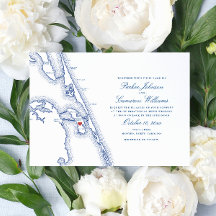 Mapa de Manteo NC OBX Boda de la Marina Elegante