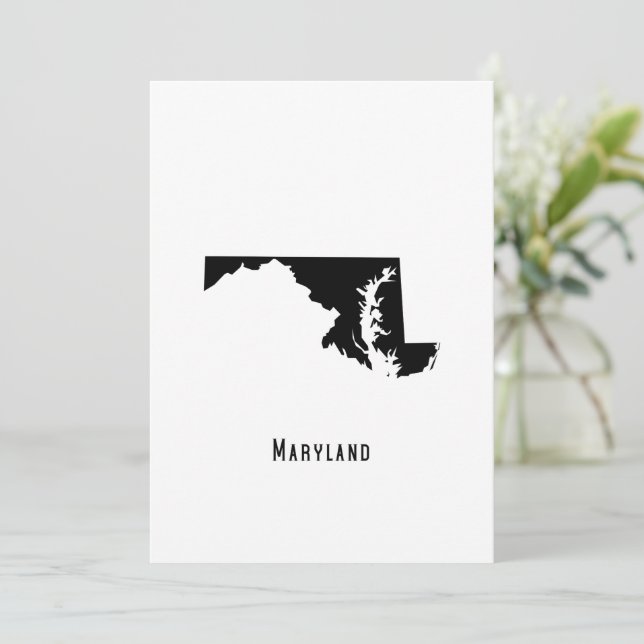 Invitación Mapa de Maryland - Mapa moderno de Maryland en bla (Anverso de pie)