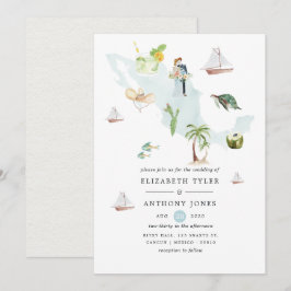 Invitación Mapa de México en acuarela para boda de destino