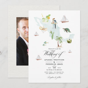 Invitación Mapa de México en acuarela para foto de boda de de