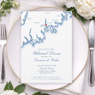 Invitación Mapa de New Bedford MA Cena de ensayo de boda