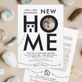 Invitación Mapa de nueva dirección en blanco y negro de la ca