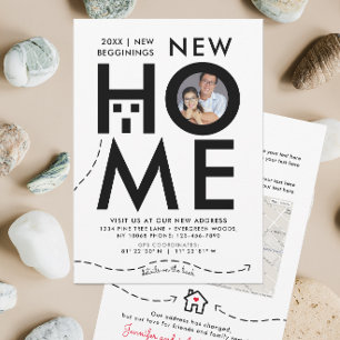 Invitación Mapa de nueva dirección en blanco y negro de la ca