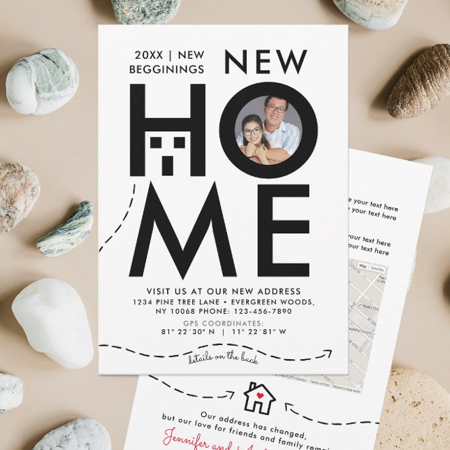 Invitación Mapa de nueva dirección en blanco y negro de la ca (Subido por el creador)