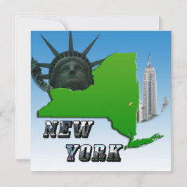 Invitación Mapa de Nueva York, estatua de la libertad, monume