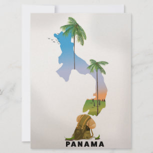 Invitación Mapa de Panamá Impresión de afiches de viaje ilust