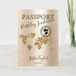 Invitación Mapa de pasaporte de cumpleaños feliz de cualquier
