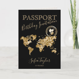 Invitación Mapa de pasaporte de cumpleaños feliz de cualquier
