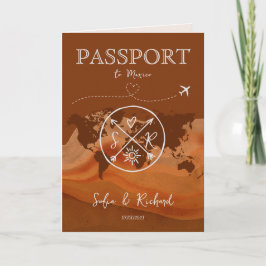 Invitación Mapa de pasaporte de destino de Boda Boho Terracot