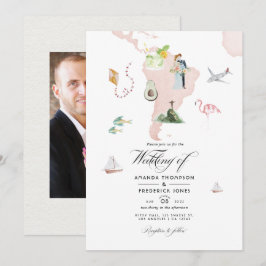 Invitación Mapa de Río en acuarela para foto de boda de desti