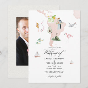 Invitación Mapa de Río en acuarela para foto de boda de desti