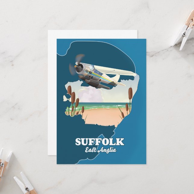 Invitación Mapa de Suffolk East Anglia (Anverso/Reverso In Situ)