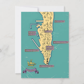 Invitación Mapa de viaje ilustrado de Gibraltar
