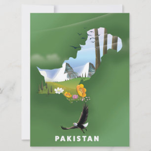 Invitación Mapa de viaje ilustrado de Pakistán.