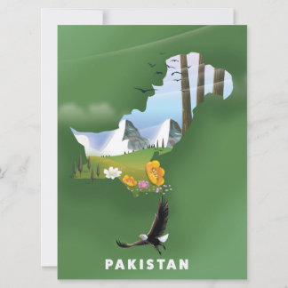 Invitación Mapa de viaje ilustrado de Pakistán.