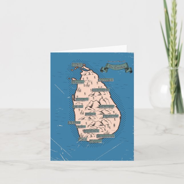 Invitación Mapa de viaje ilustrado de Sri Lanka (Anverso)