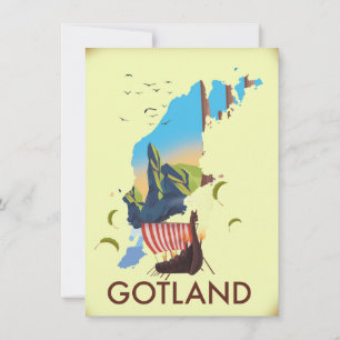 Invitación mapa de viaje vikingo del Mar Báltico de Gotland