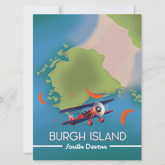 Invitación Mapa de viajes de Burgh Island Devon (Anverso)