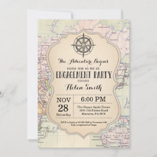 Invitación Mapa de viajes del partido Adventure Engagement