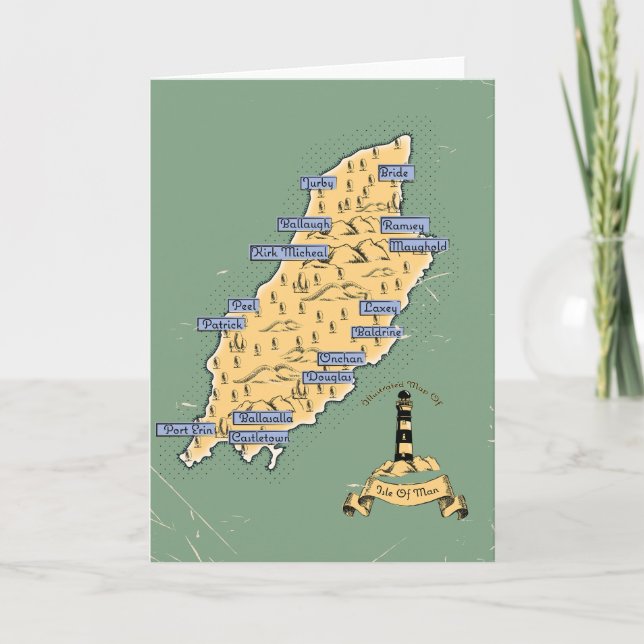 Invitación Mapa de viajes ilustrado Isla de Man (Anverso)