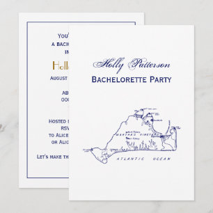 Invitación Mapa de vintage de viña de Martha #1 azul de la ma