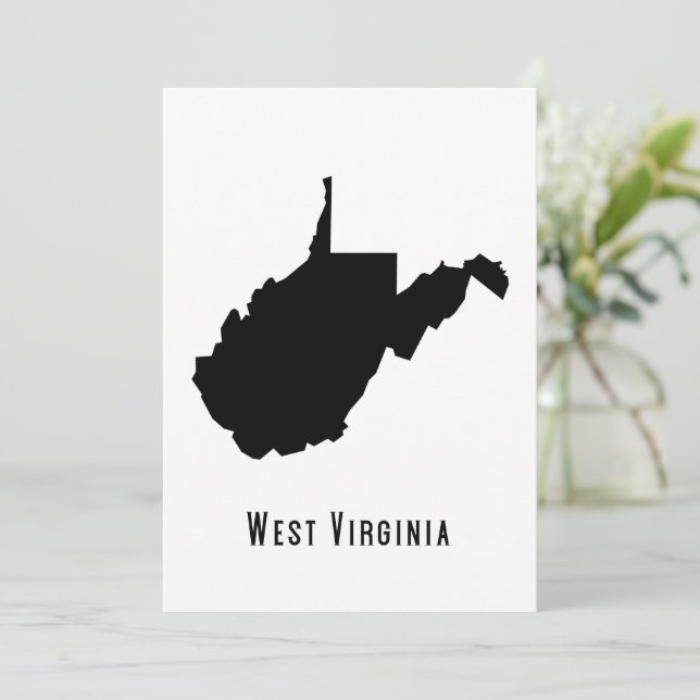 Invitación Mapa de Virginia Occidental - Moderno blanco y neg (Anverso de pie)