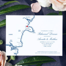Invitación Mapa de York Elegante de la Marina Ensayo Cena
