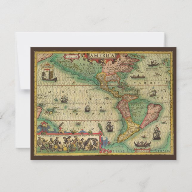 Invitación Mapa del Antiguo Mundo de las Américas por Hondius (Anverso)