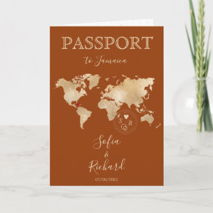 Invitación Mapa del Boda Boho Terracotta Passport Jamaica